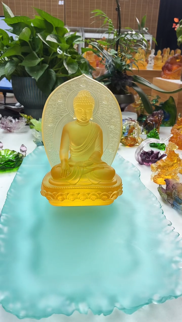 手工艺品琉璃琥珀色药师七之一18公分【手势随机发】