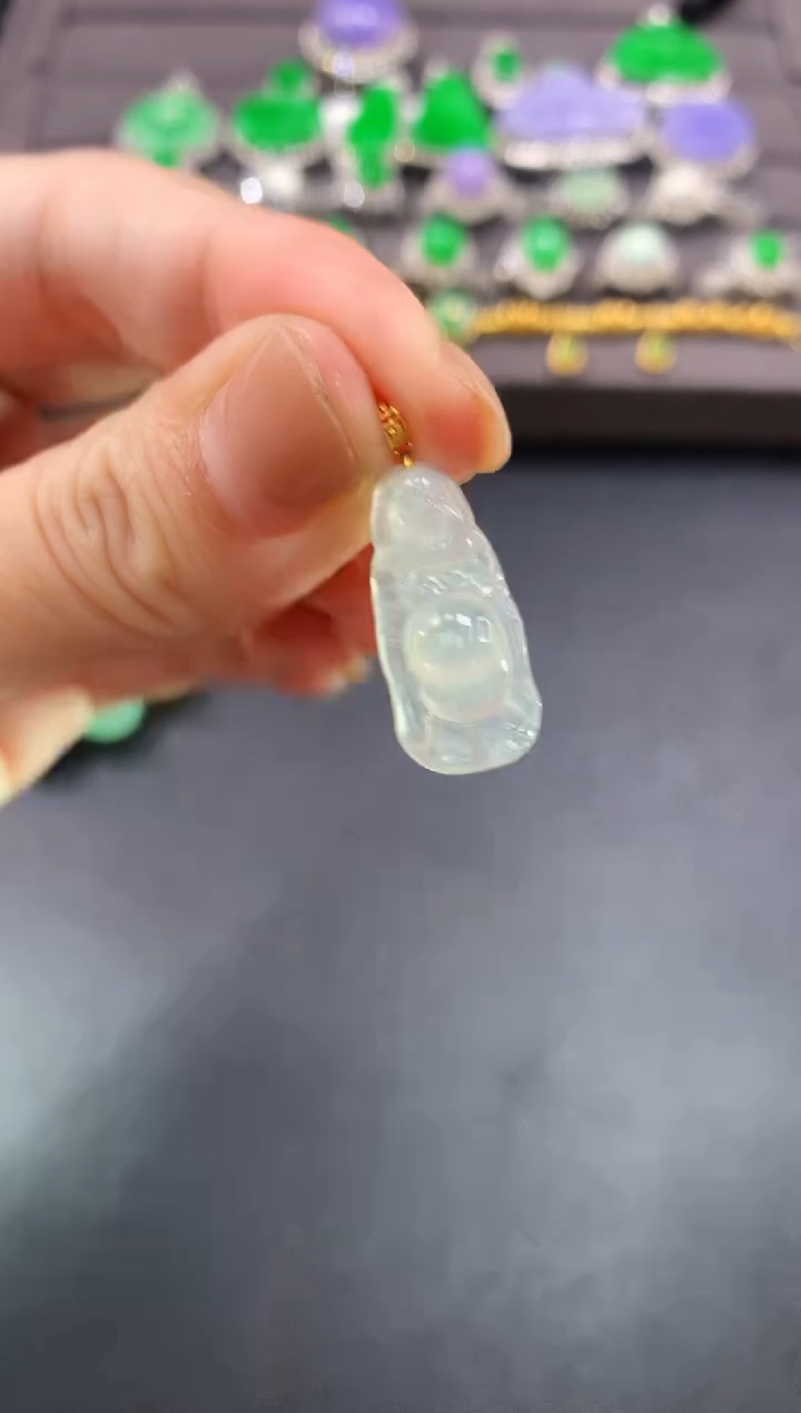 翡翠18K金镶嵌吊坠(不含链)|380