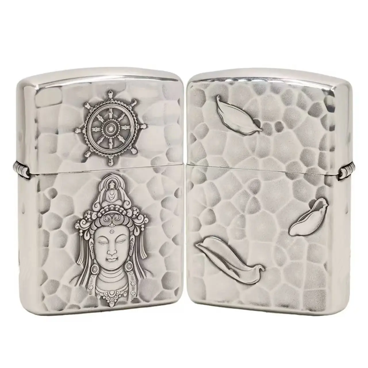 ZIPPO/之宝【镀银观心】立体浮雕观音双面盔甲防风打火机 DY8710FD