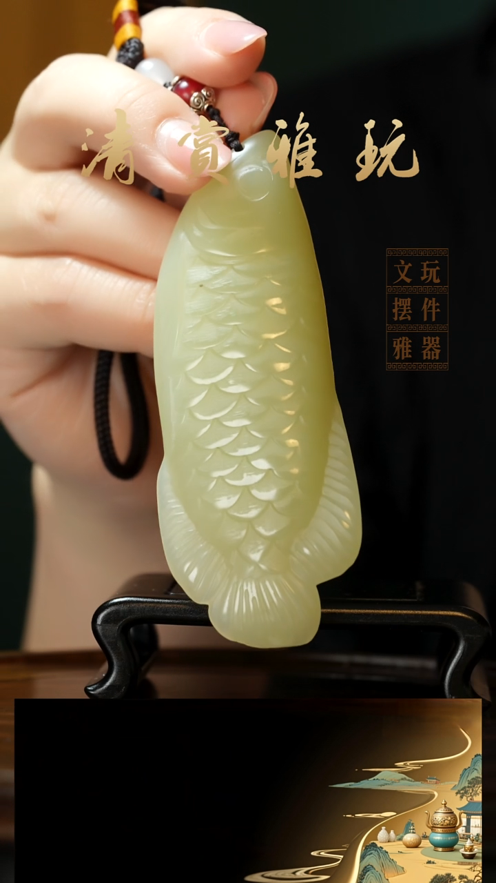 玉《金龙鱼》手把件摆件