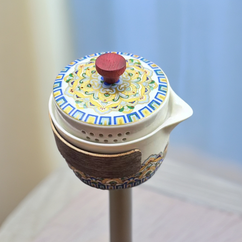 高端茶具莲花木把旅行套