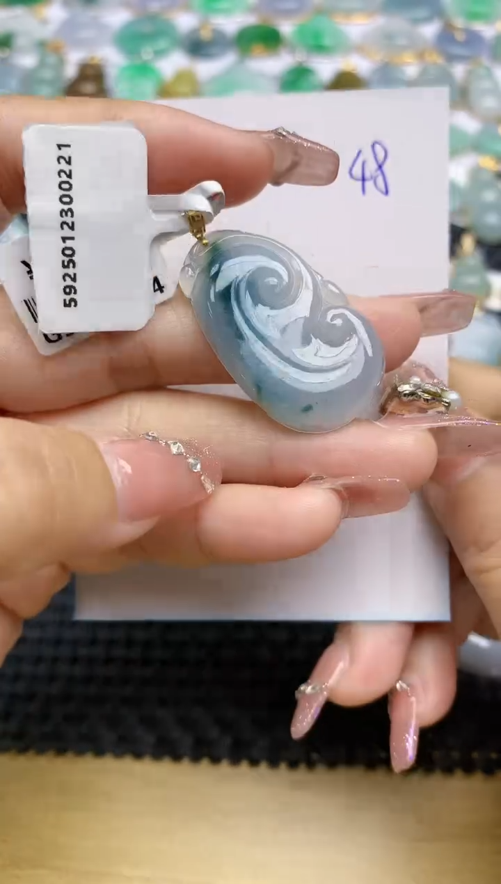 【闪购商品】翡翠颈饰18K金镶嵌天然A货翡翠 48