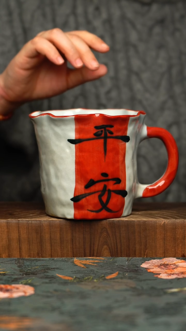 杯釉下彩手工手绘同款陶器     