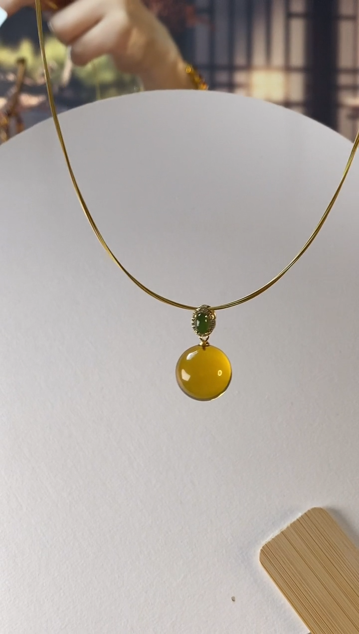 【闪购商品】琥珀颈饰银S925镶嵌墨西哥蓝珀项链16+