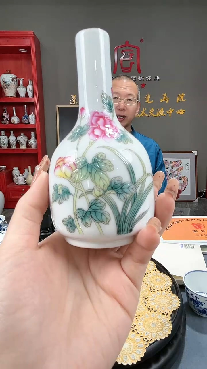 【闪购商品】官窑瓷画院798官窑瓷画院花鸟摇铃樽