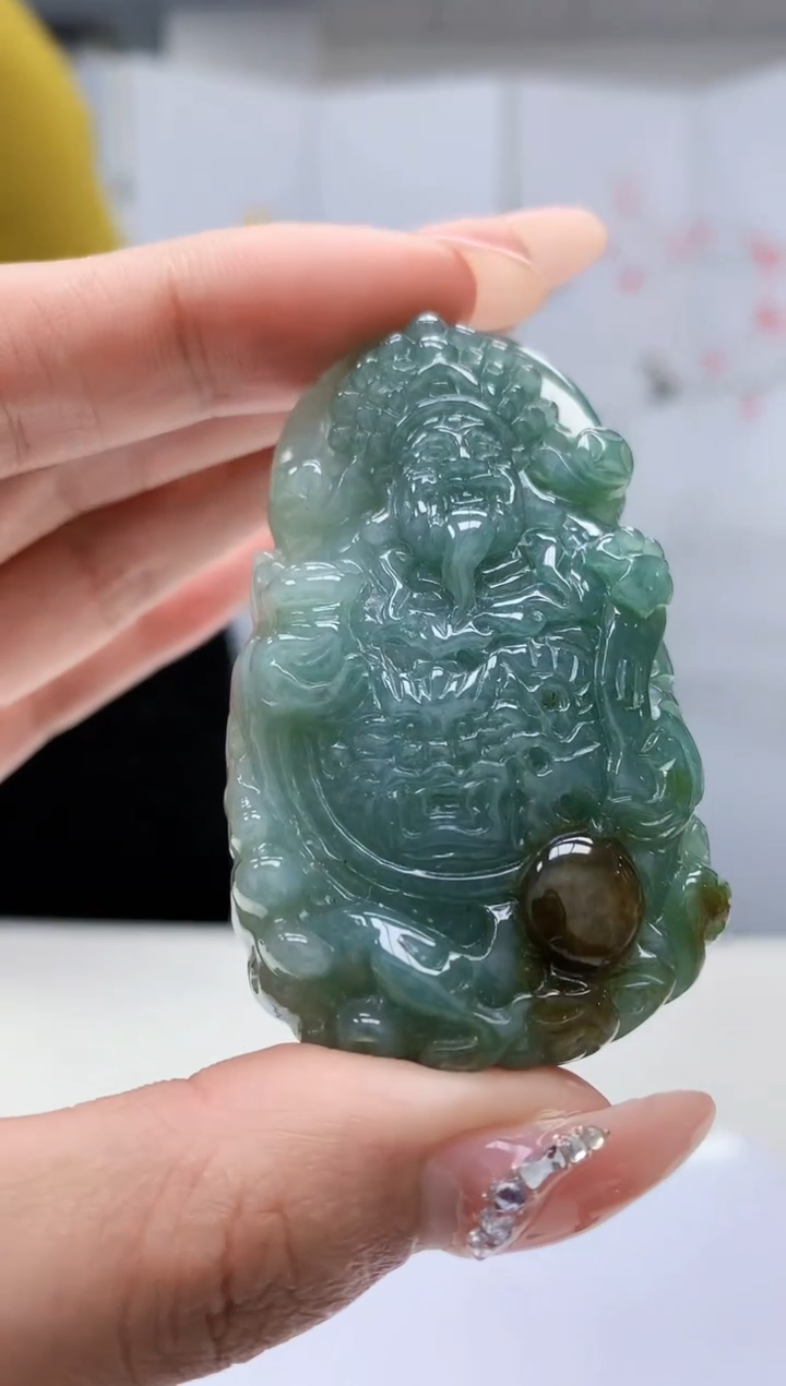 【闪购商品】定制翡翠未镶嵌4902MM-毛货挂件54
