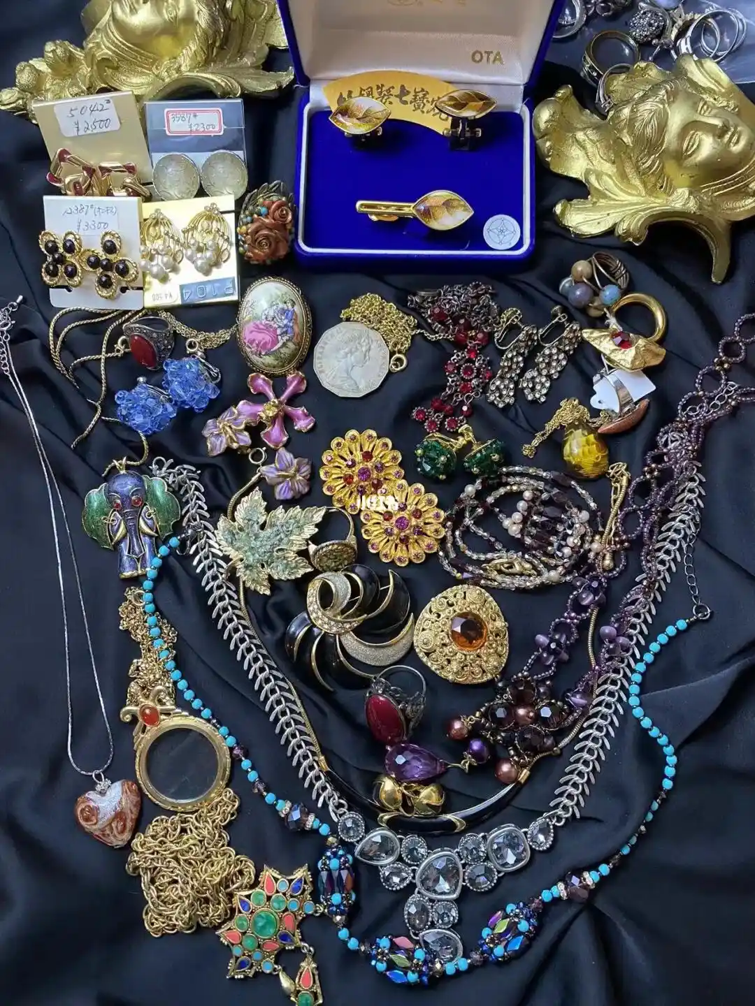 不锈钢项链 中古vintage首饰 海外回流复古耳饰项链胸针气质时尚