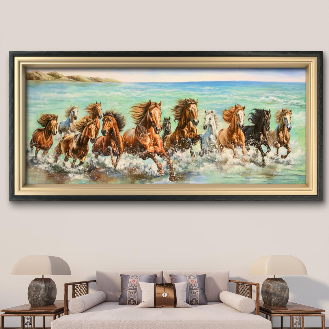 万马奔腾写实油画精品原创高端挂画布面