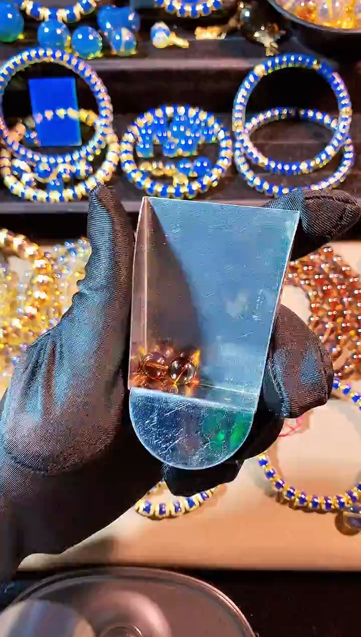 蓝珀未镶嵌珠宝奇石9mm红蓝珀单珠2颗