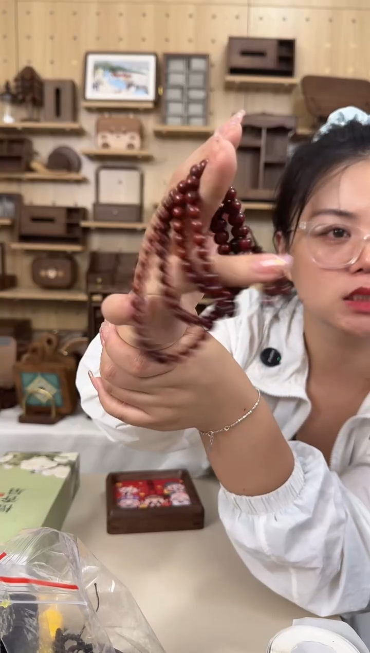 木印度小叶紫檀多圈手串素珠款