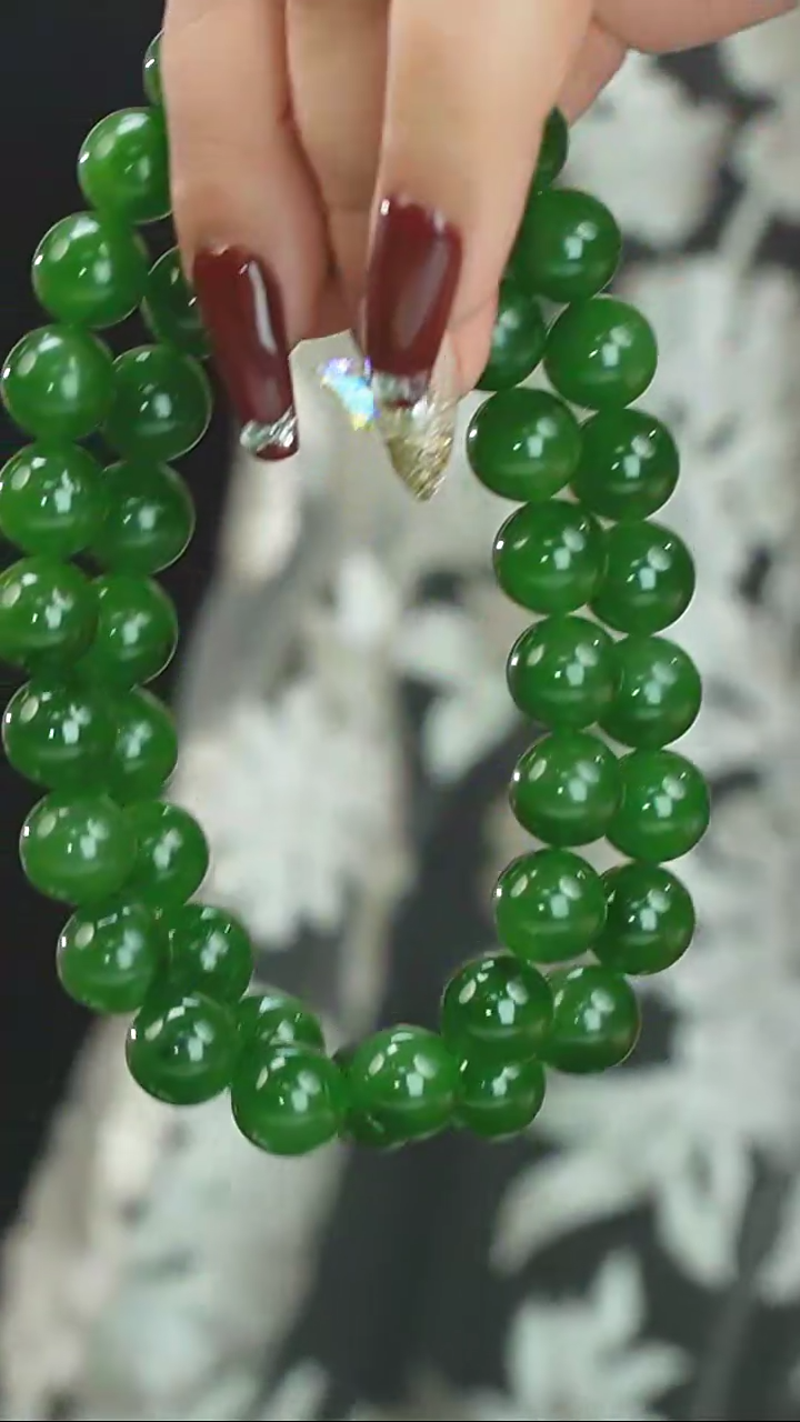 和田玉未镶嵌颈饰9mm+项链