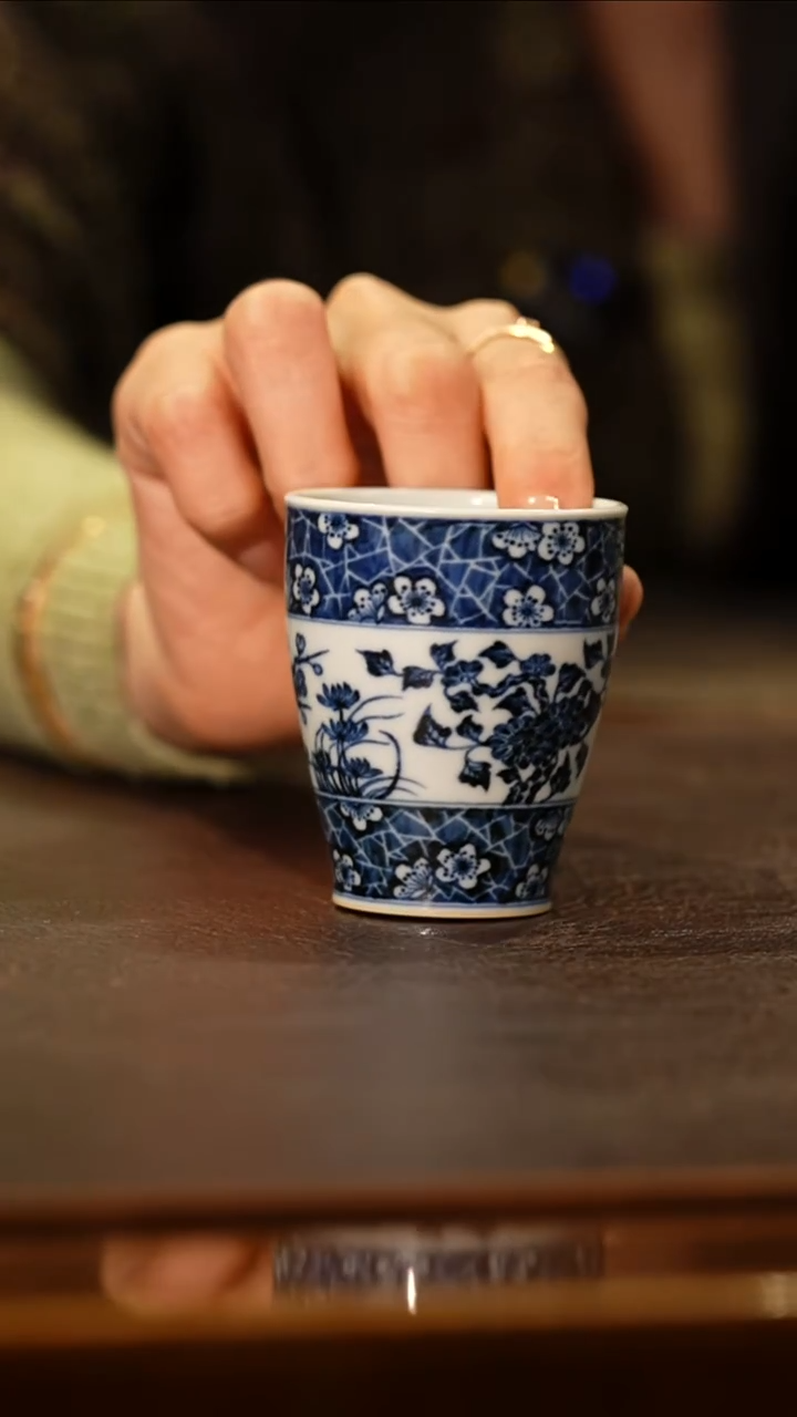 瓷瓷姑娘靑韵堂青花冰梅闻香杯