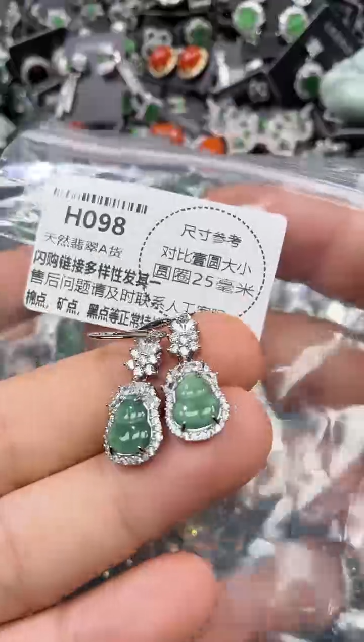 颈饰未镶嵌翡翠H098耳钩