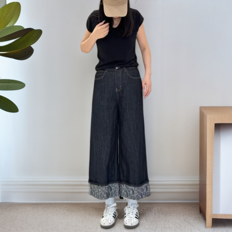 7102标美家设计感卷边牛仔裤