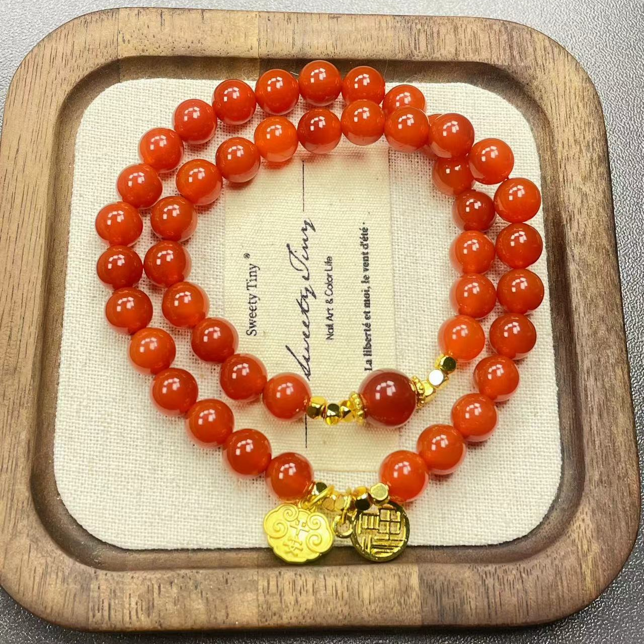 【柒加壹严选】天然红玛瑙双圈8mm手串