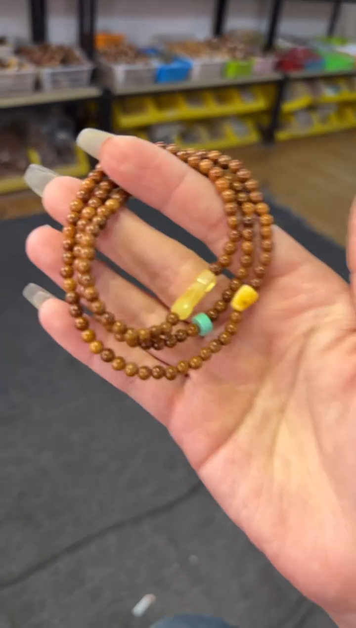 【闪购商品】蜜蜡手链未镶嵌 4mm库克蜜蜡设计款三圈