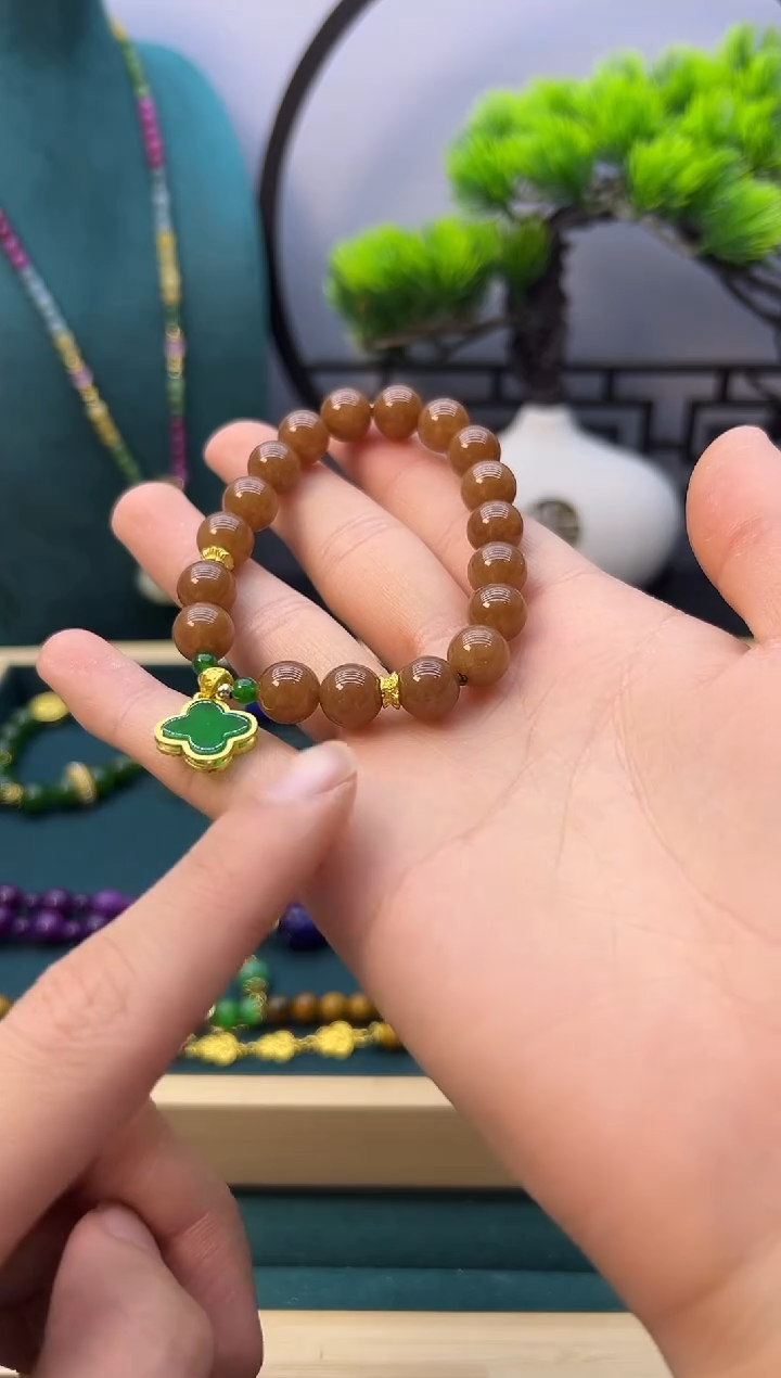 【闪购商品】和田玉手链14K金镶嵌S501