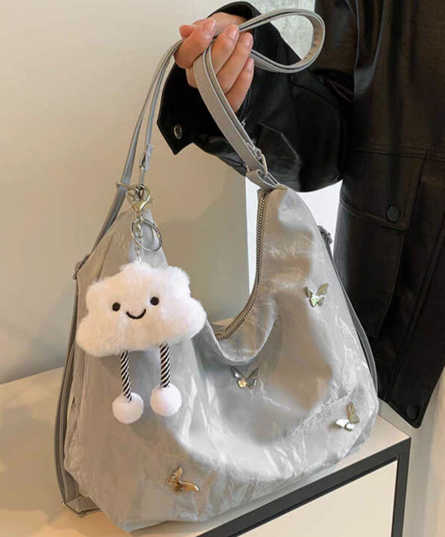 2025春夏韩版ins风多功能单肩斜挎双肩包托特学院风大容量蝴蝶包