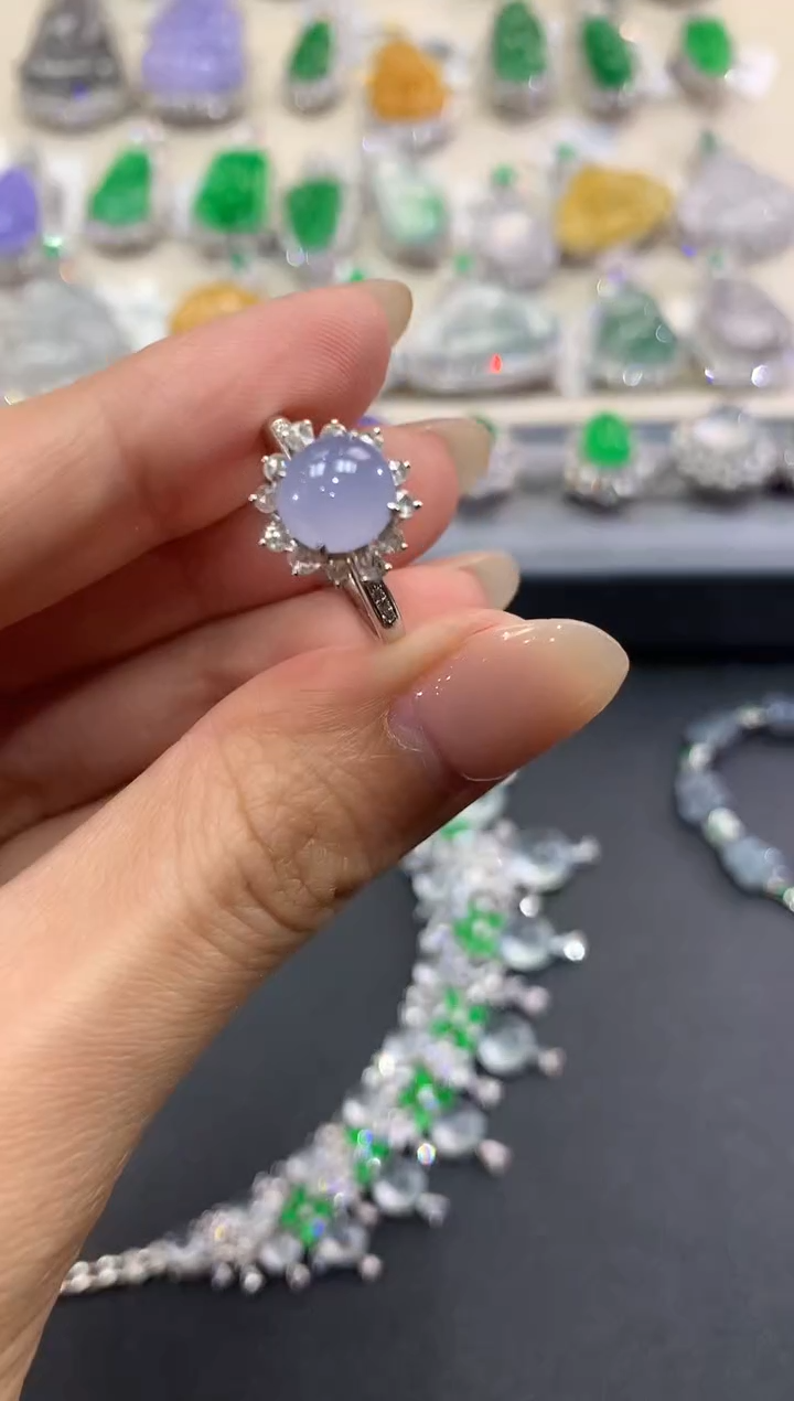 【闪购商品】翡翠戒指18K金镶嵌q83紫货有色差