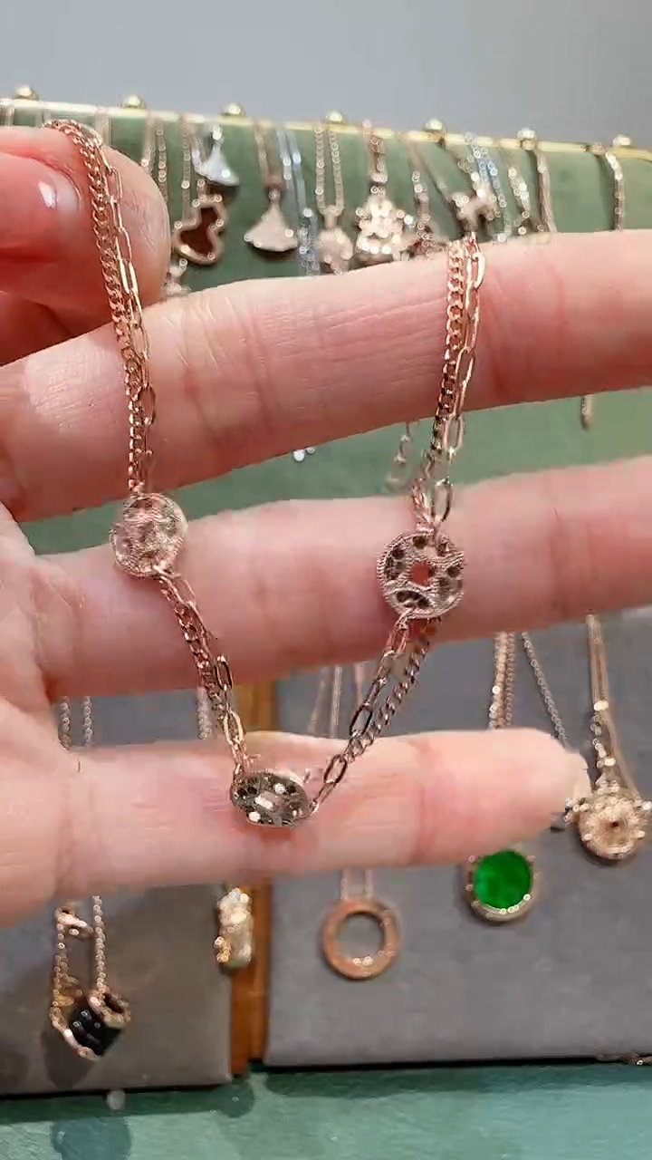 【闪购商品】18K金手链18K金爆闪铜钱手链