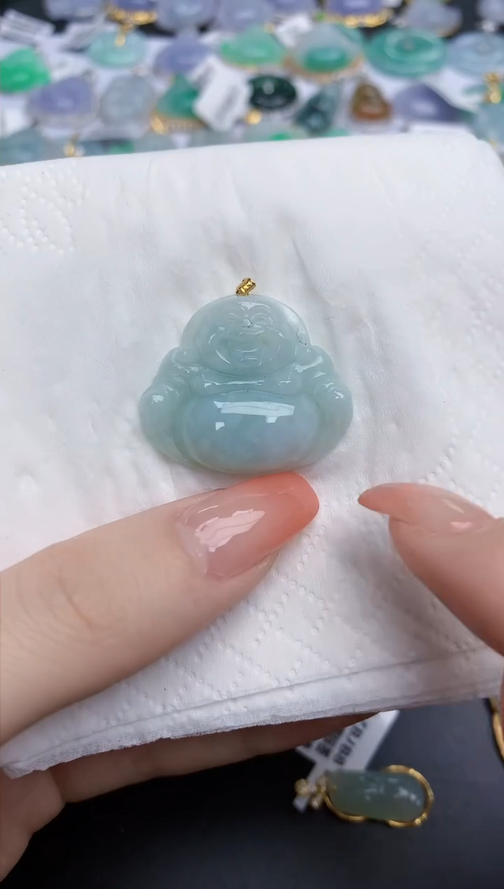 【闪购商品】翡翠颈饰18K金镶嵌天然缅甸翡翠A货