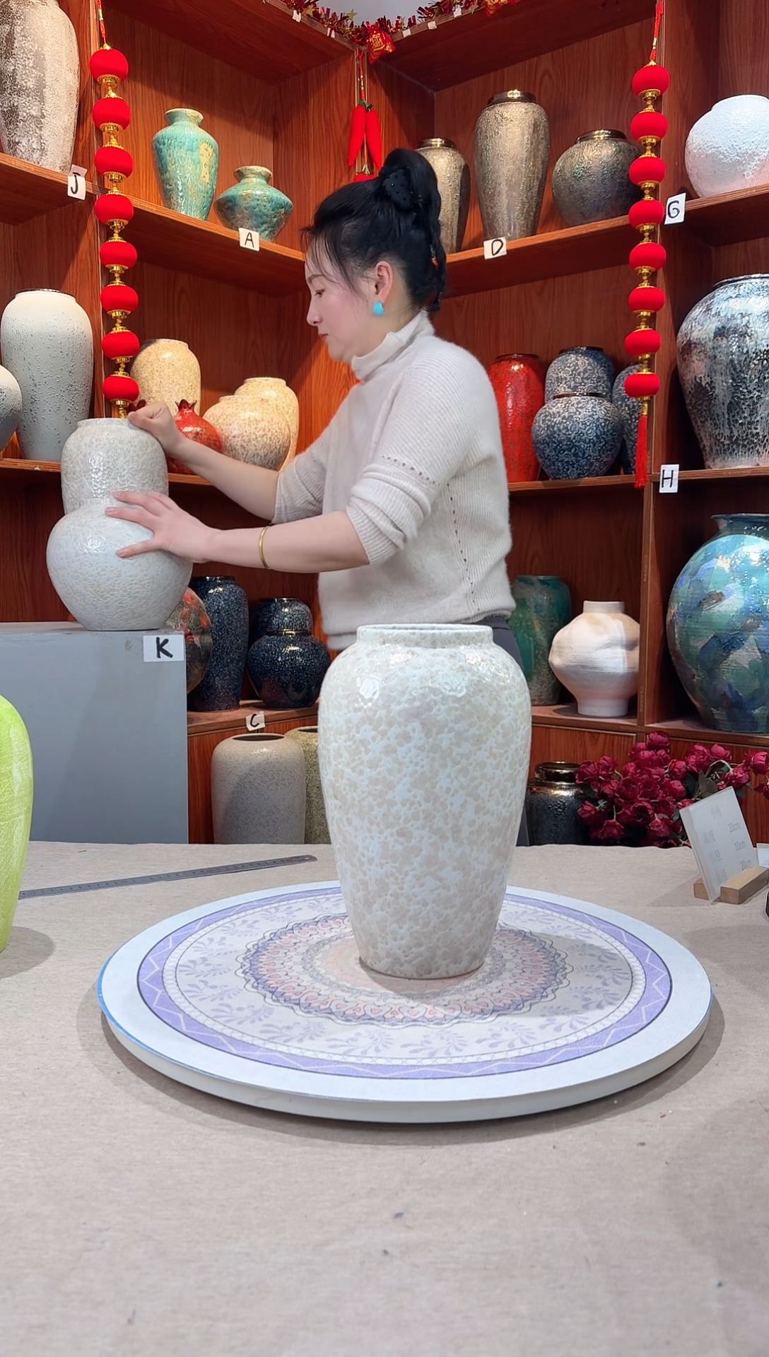 【闪购商品】瓶陶瓷花瓶 无花 茶白中号