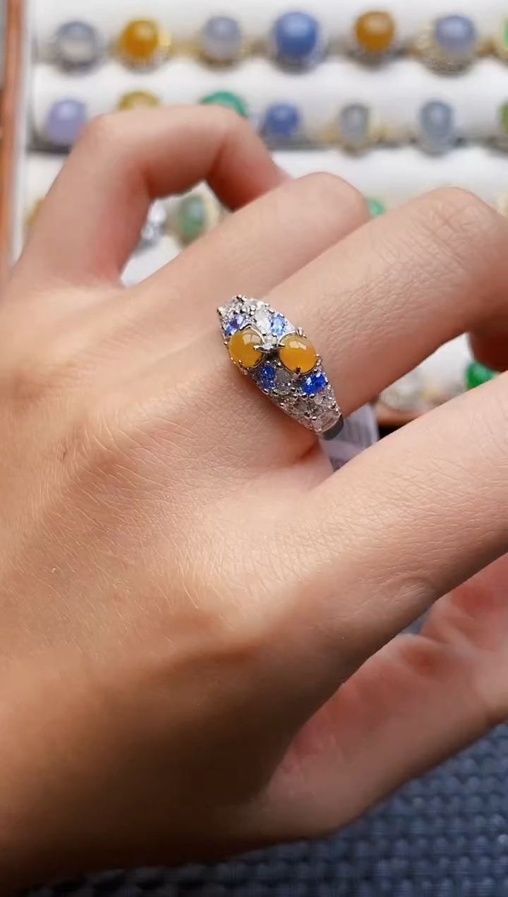 银S925镶嵌戒指翡翠3389