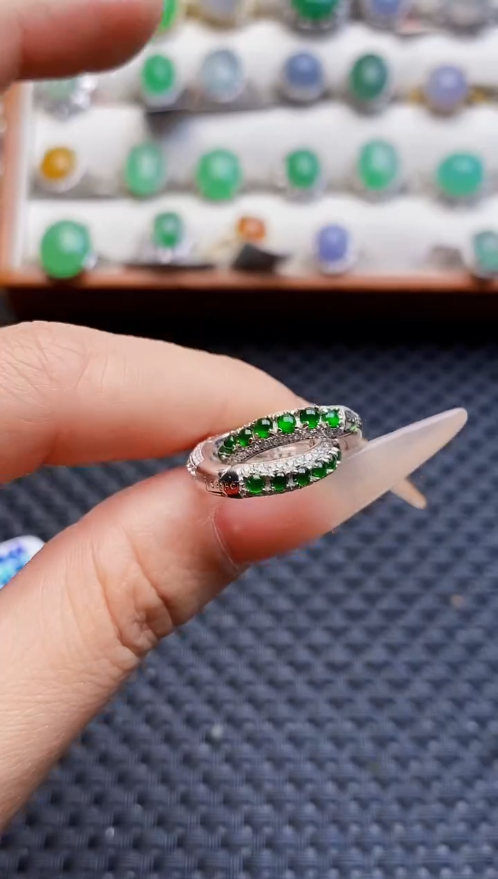 银S925镶嵌戒指翡翠5537