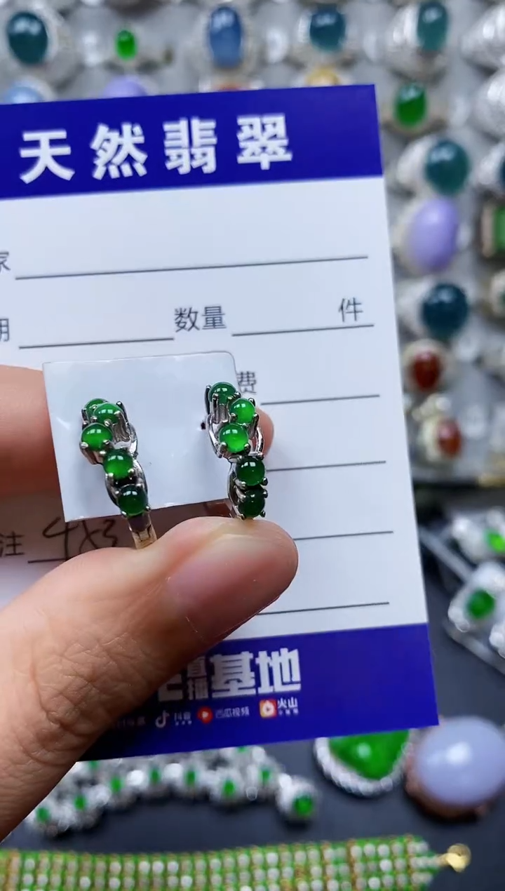 【闪购商品】翡翠耳饰银S925镶嵌0453