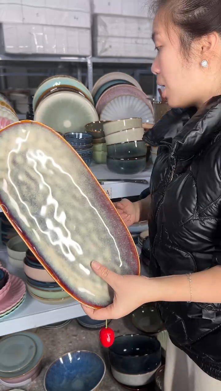 陶瓷外贸尾货瑕疵满20包邮X鱼盘