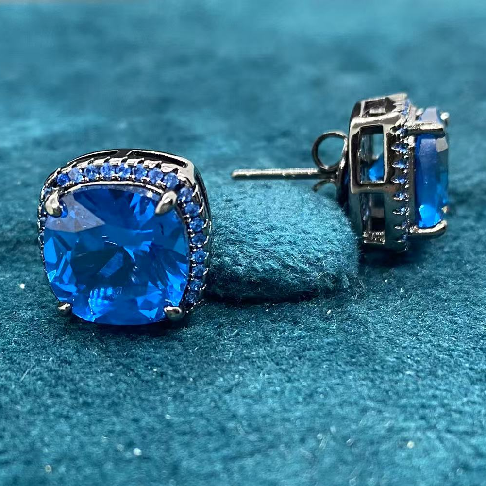 【南非库里南】NFKLN 高端奢华定制 蓝色黑底耳钉 333