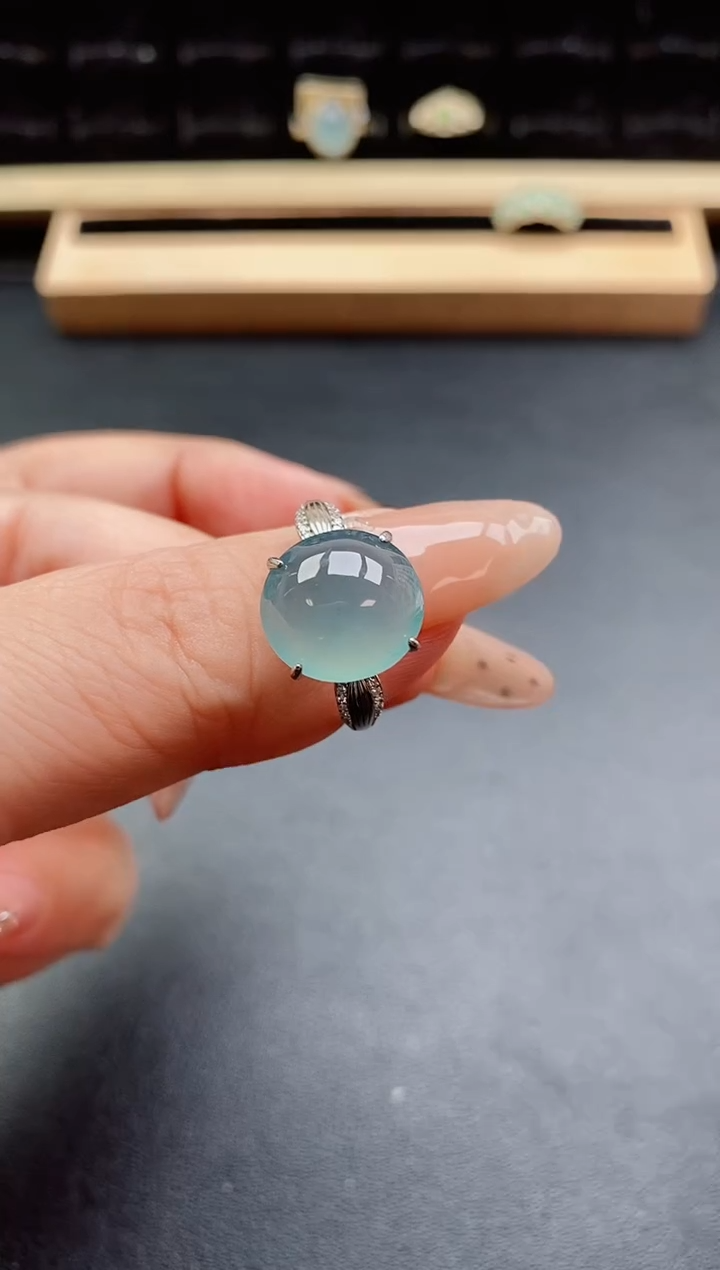 银S925镶嵌戒指翡翠1