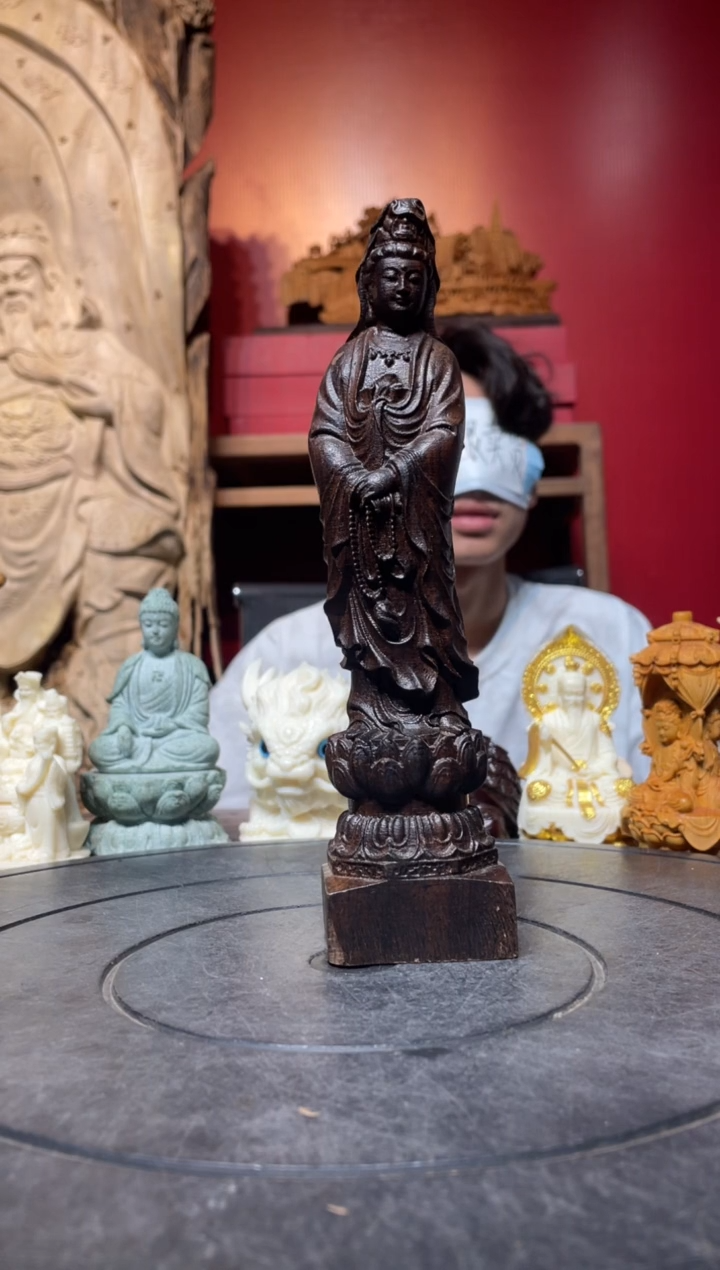 风车木（黑檀木）无事牌(直播推荐)    黑檀观音