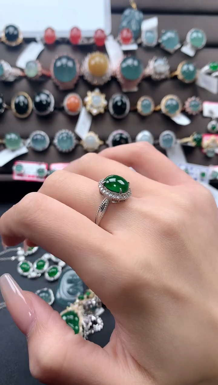 【闪购商品】翡翠戒指银S925镶嵌543534