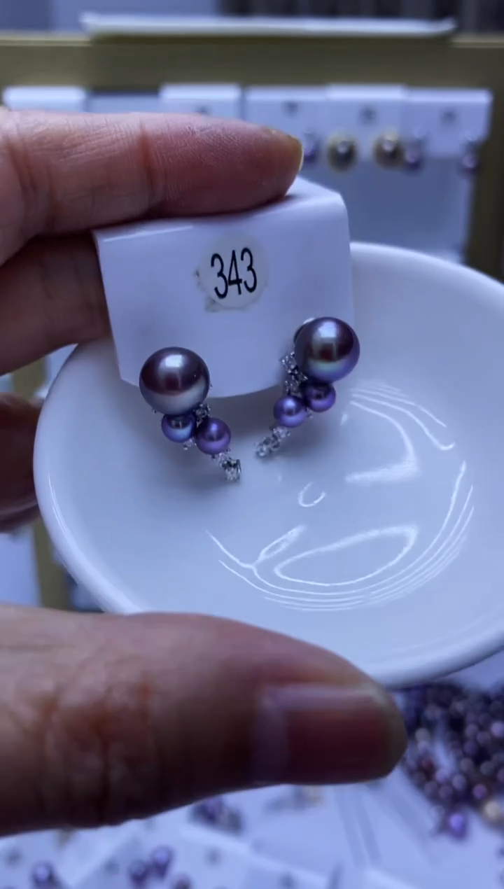 银S925镶嵌耳饰淡水珍珠343
