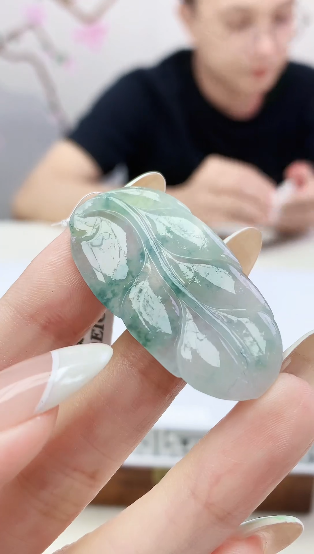 定制翡翠未镶嵌001ee-毛货叶子82赠扣头