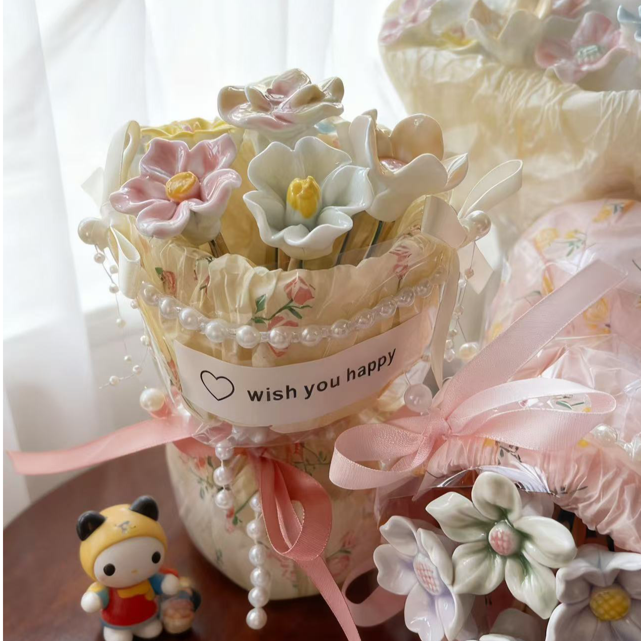 景德镇陶瓷花束见面小花束口袋花束永生花仿真花伴手礼送女友礼物