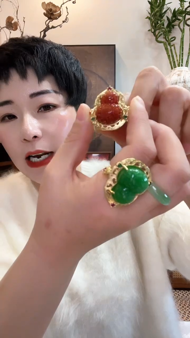 合金戒指翡翠红456