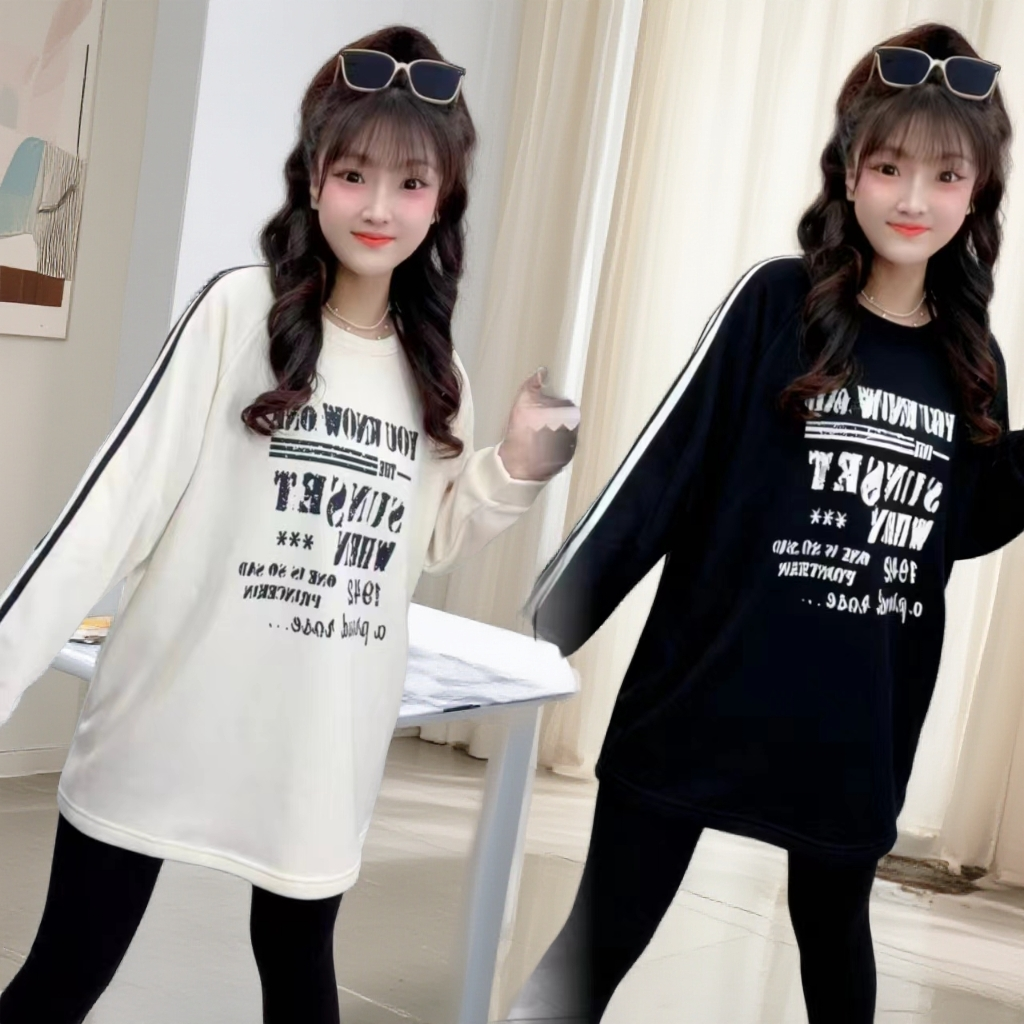 2025秋季新款【加绒】加长帕条字母宽松卫衣8177*