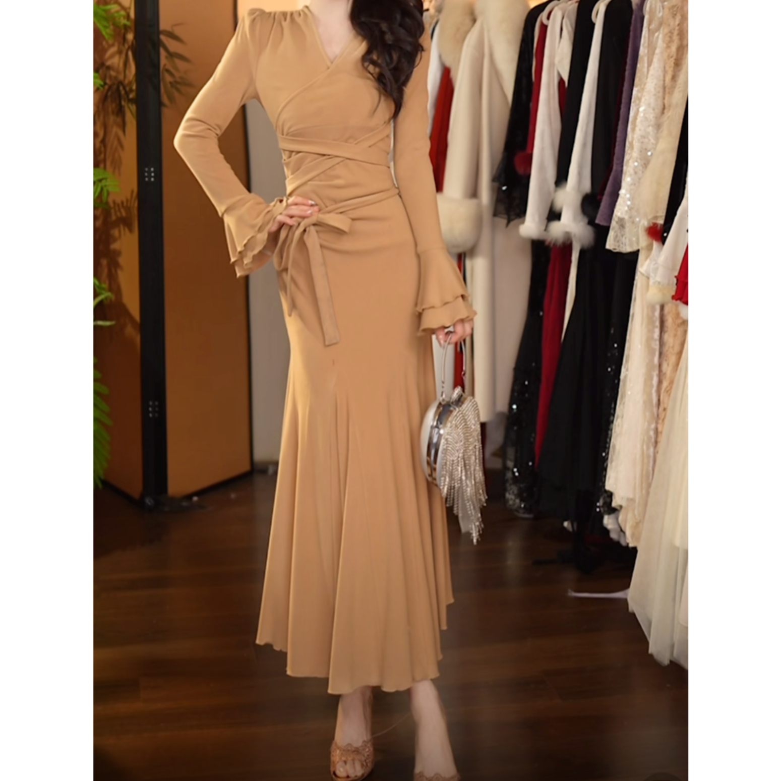 【七姐原创】-729小腰精卡色Q7325连衣裙