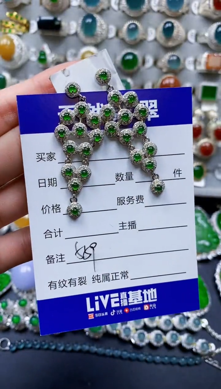 【闪购商品】翡翠银S925镶嵌耳饰0559