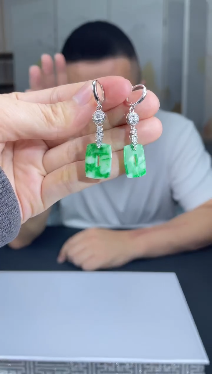 【闪购商品】定制翡翠银S925镶嵌01-20HDJT0130128一对