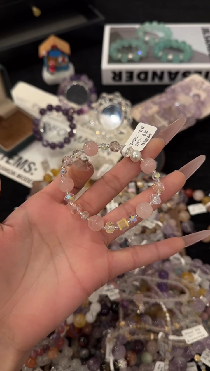 未镶嵌手链水晶粉红泡泡x3532