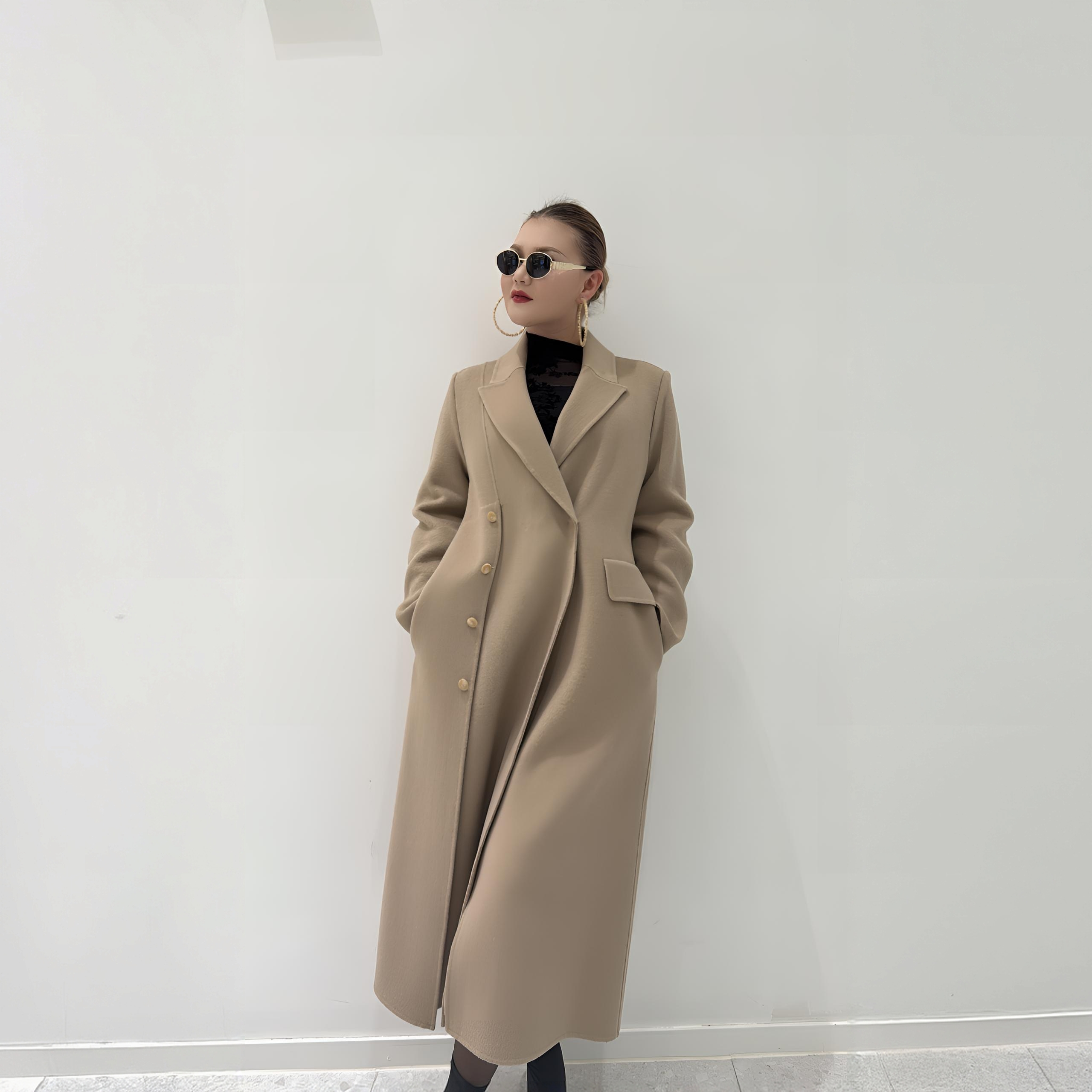 中长款秋冬轻奢直下摆女装冬季长款