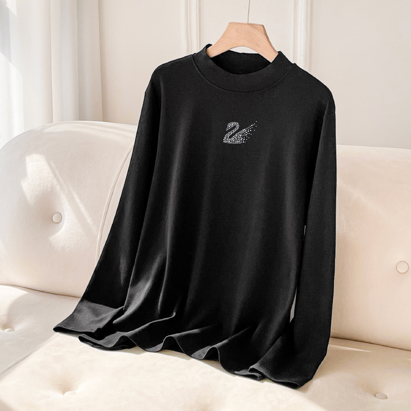 直播特价纯棉半高领胖mm200斤大码秋冬磨毛打底中领内搭上衣百搭