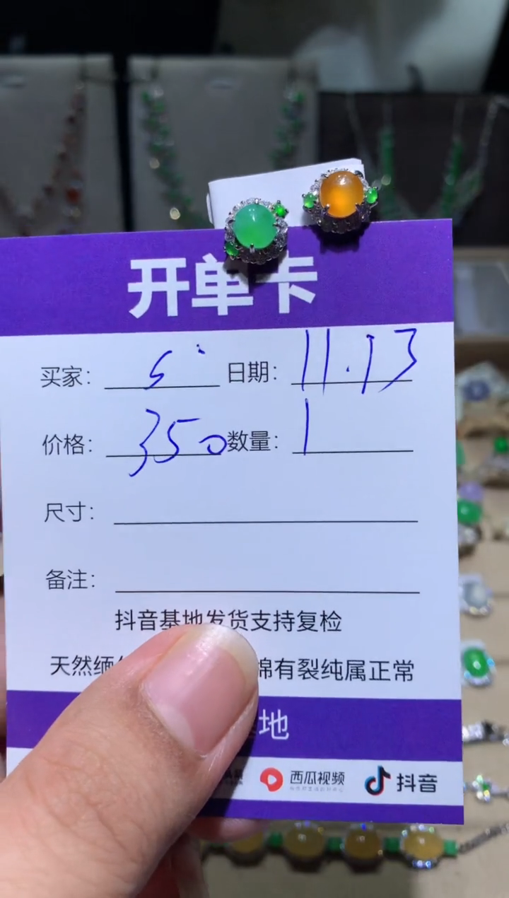 未镶嵌翡翠耳饰S***a Slina