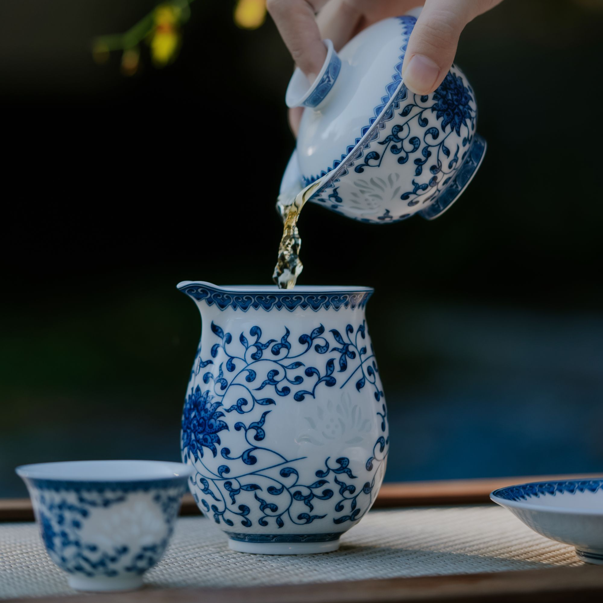 玉柏玲珑-心如莲花8头茶具盖碗