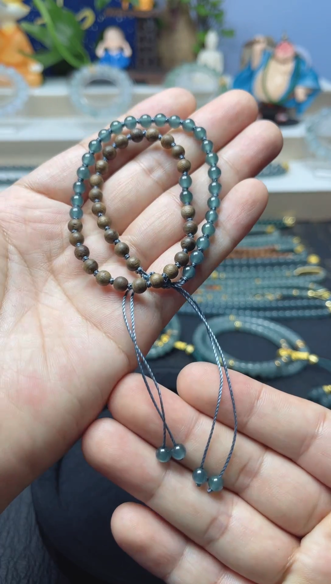 未镶嵌手串翡翠天然危地马拉翡翠手串配木珠双圈卡4左右