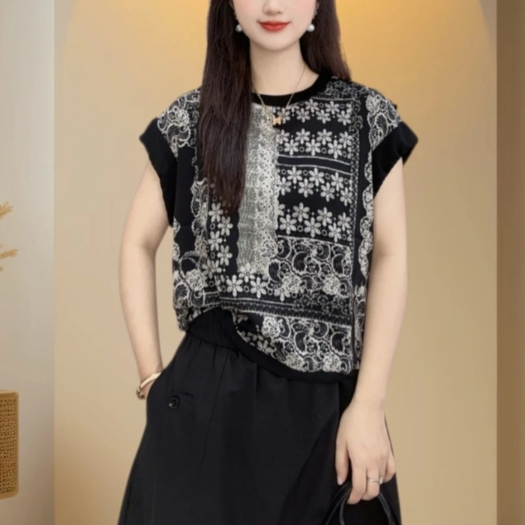 夏季弹力设计抽绳小衫休闲圆领背心无袖T恤夏季韩范女式无袖上衣