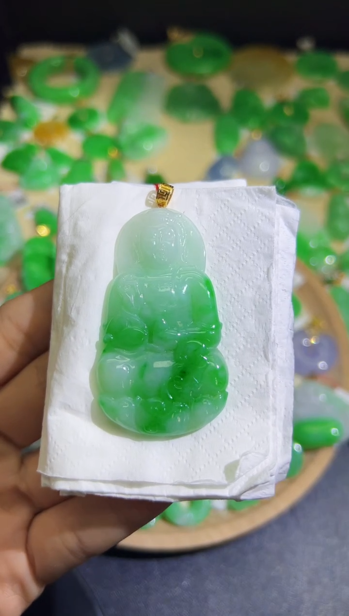 【闪购商品】翡翠颈饰18K金镶嵌Q缅料A货翡翠/支持复检/一件